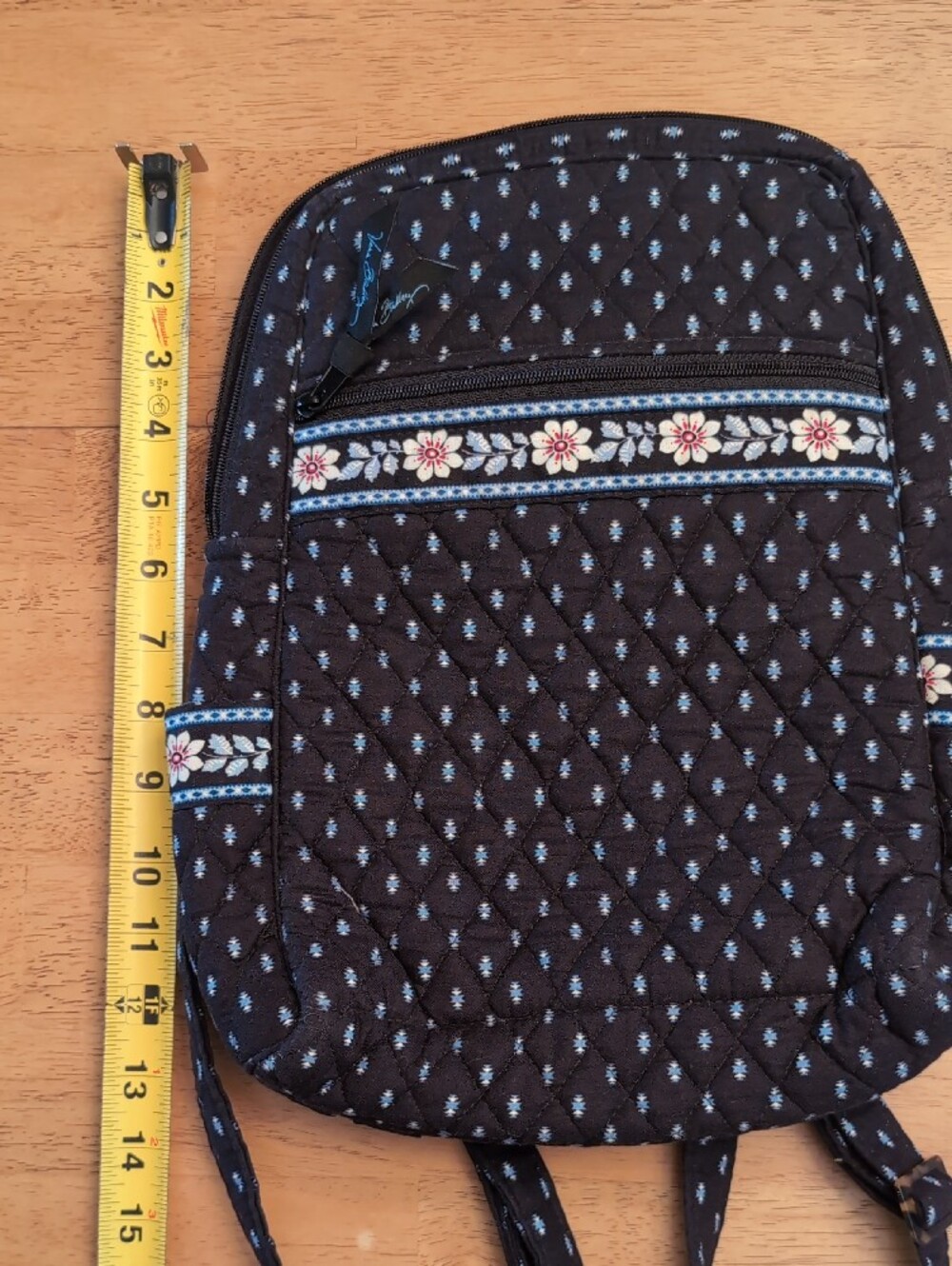 VTG Vera Bradley Quilted Cotton Mini Backpack Windsor Navy Made in USA - Picture 8 of 9